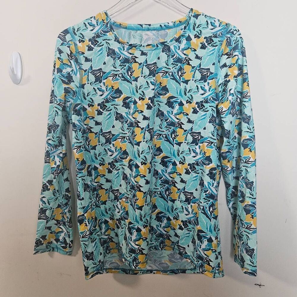 L.L. Bean SunSmart Sun Shirt Tropical Floral UPF 50+ Medium  Rashguard